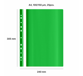 AD Class Segtuvėlis skaidriu viršeliu su perforacija 100/150 žalias , pakuotėje 25 vnt.