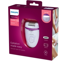 Philips Satinelle Essential BRE275/00 Kompaktiškas laidinis epiliatorius, Violetinė