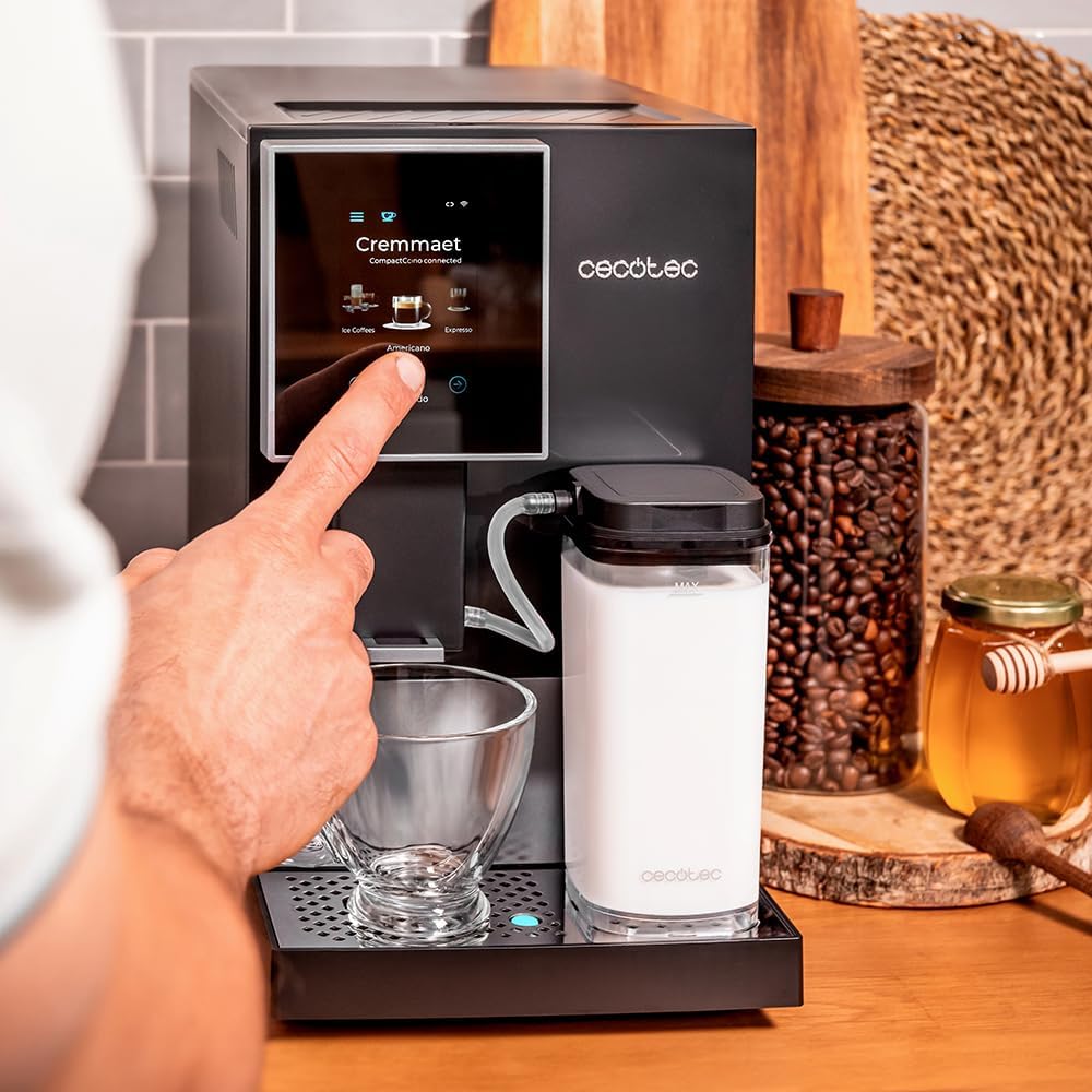 Cecotec Coffee Maker | Cremmaet Compactccino Connected | Pump pressure 19 bar | Built-in milk frother | Super-automatic | Black