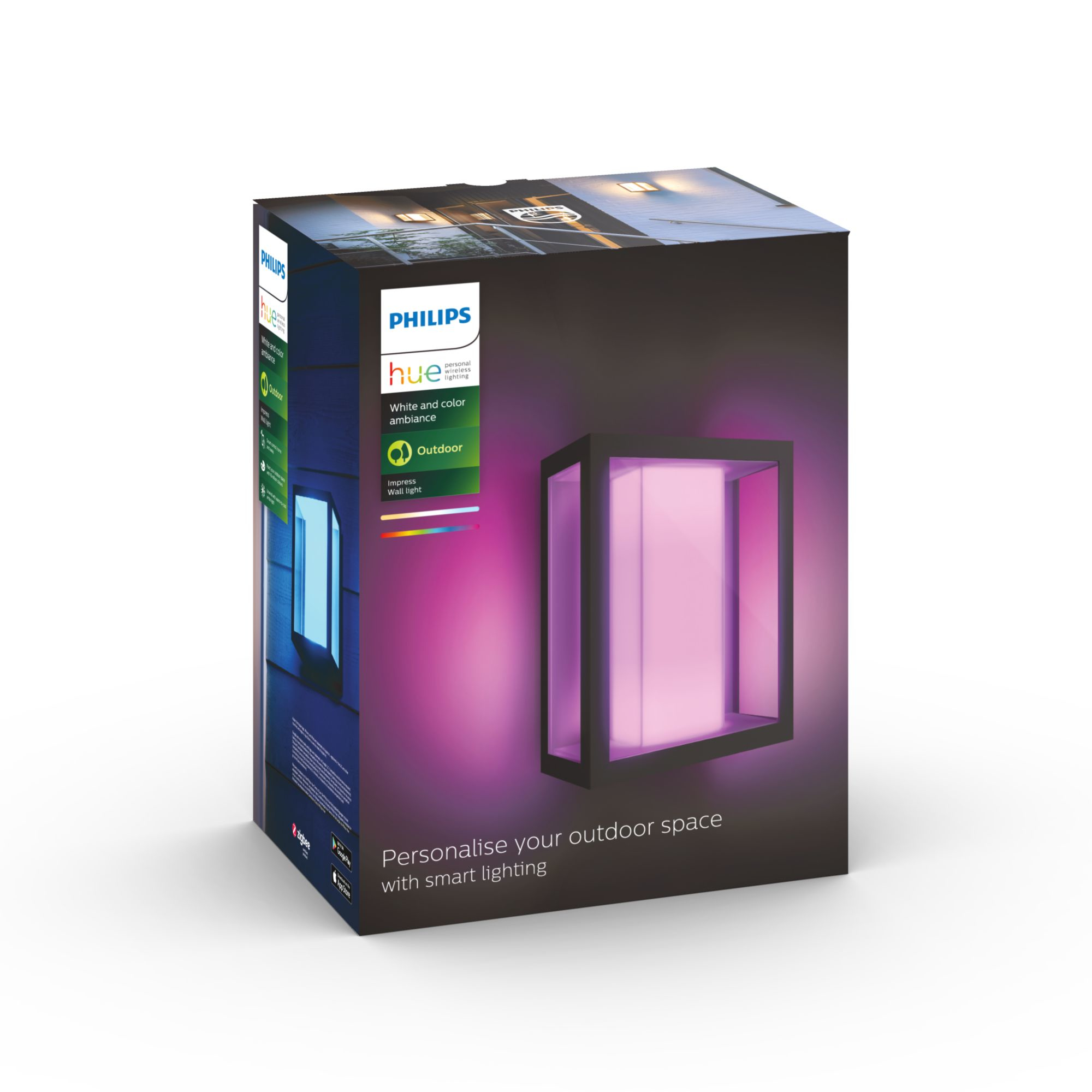 Philips Hue WCA Impress Outdoor Wall Large Lantern | 8 W | 2000-6500 Hue White Colour Ambiance