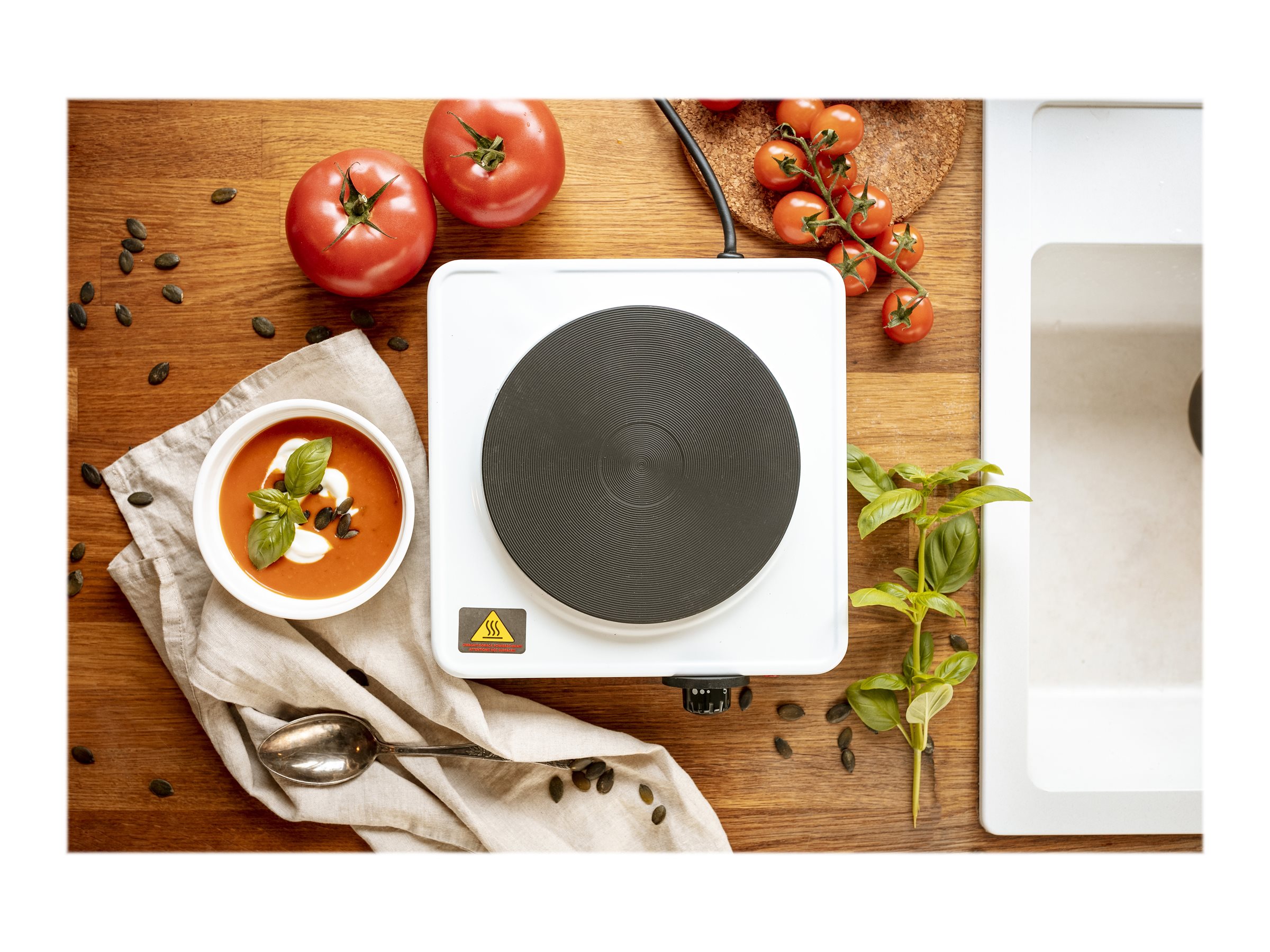Adler | Free standing table hob | AD 6503 | Number of burners/cooking zones 1 | Electric stove | 1500 W | White | Electric