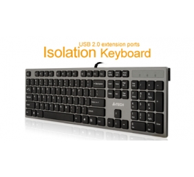 A4Tech keyboard KV-300H, USB (Grey), US layout, Isolation key, 2x USB ports | A4Tech | Keyboard | US | USB 2.0