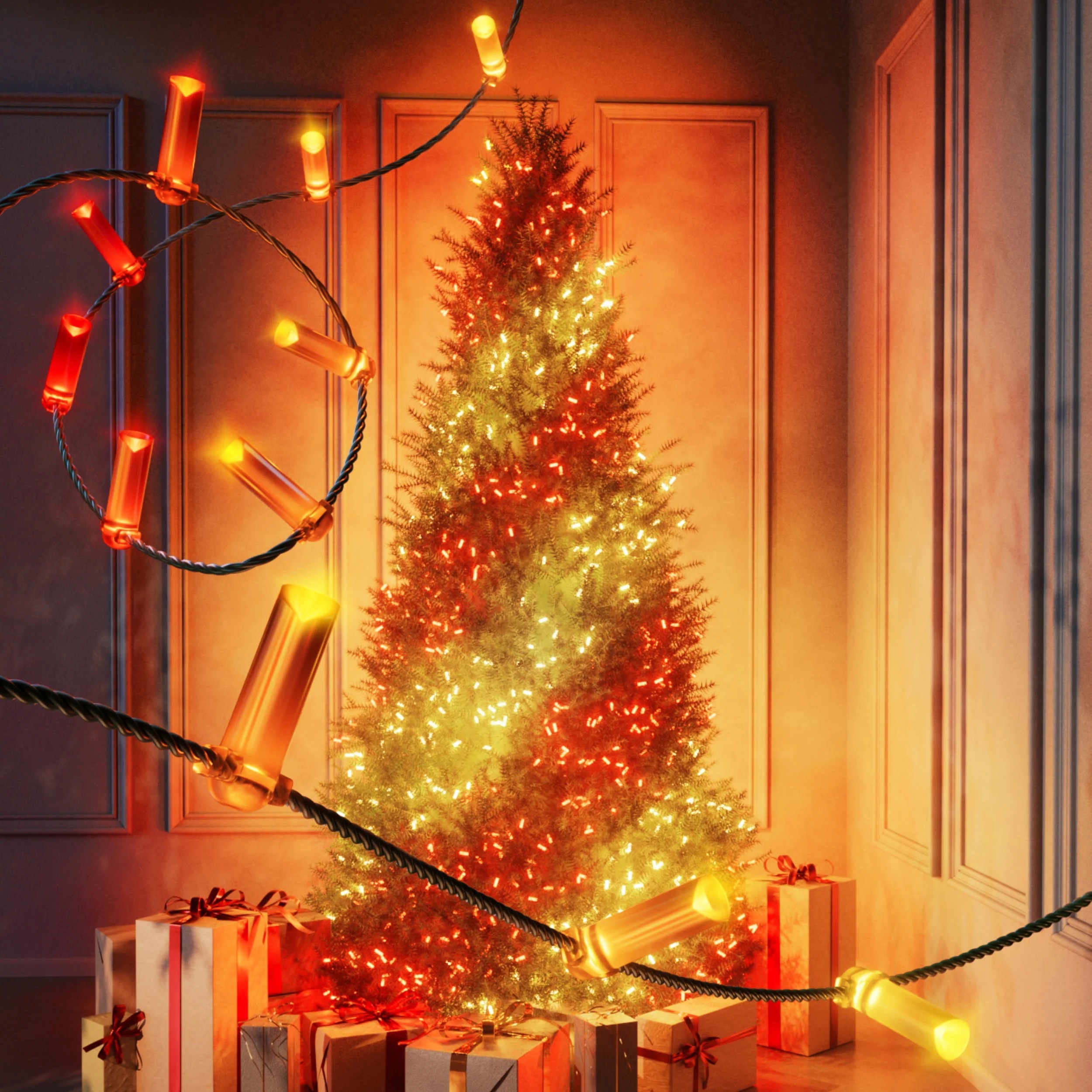 Twinkly Candies 100 Candle-shaped RGB LEDs, USB-C|Green Wire