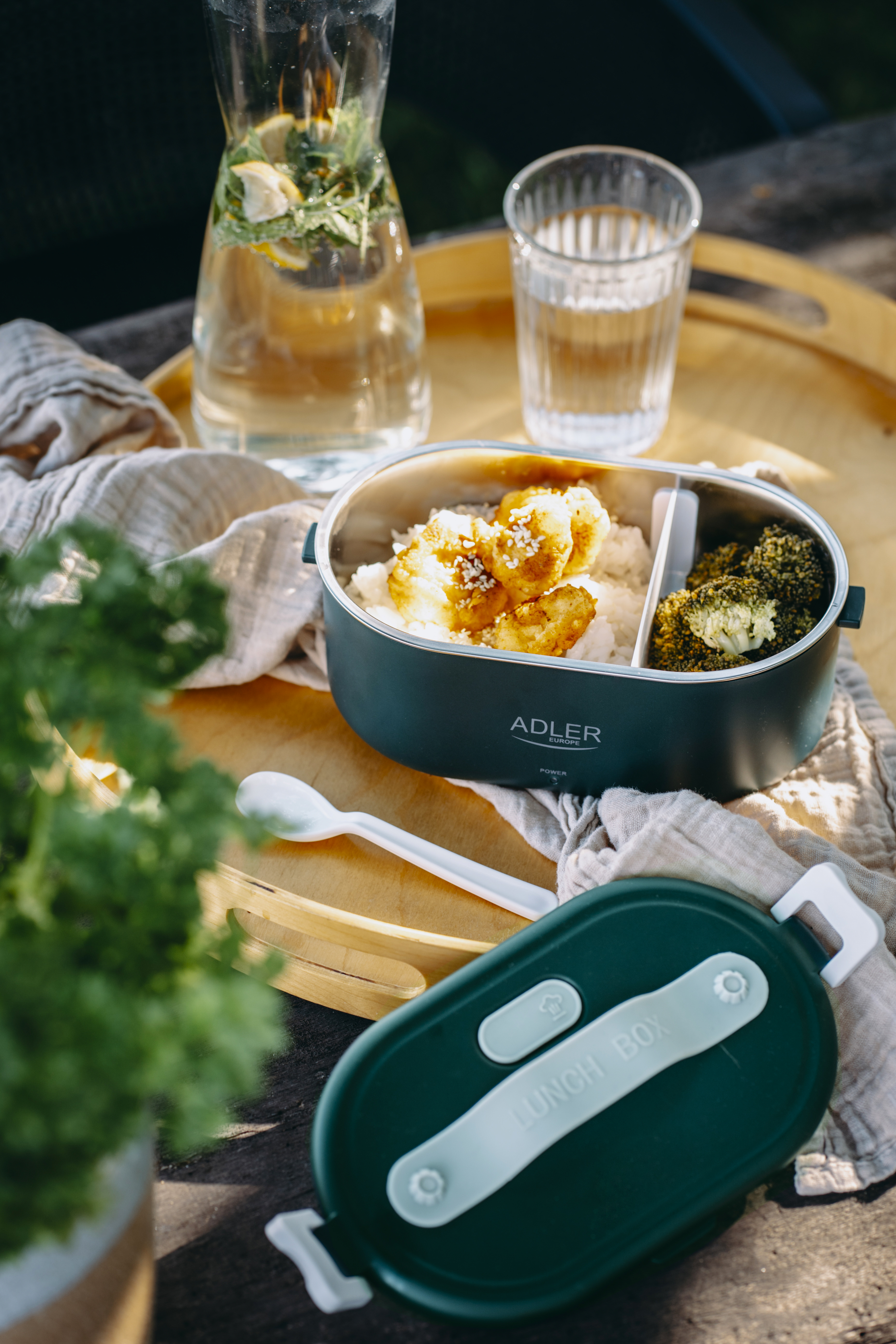 Adler | Electric lunch box with thermal bag | AD 4522 | 0.8 L | Plastic/Stainless steel | Green | Lid included