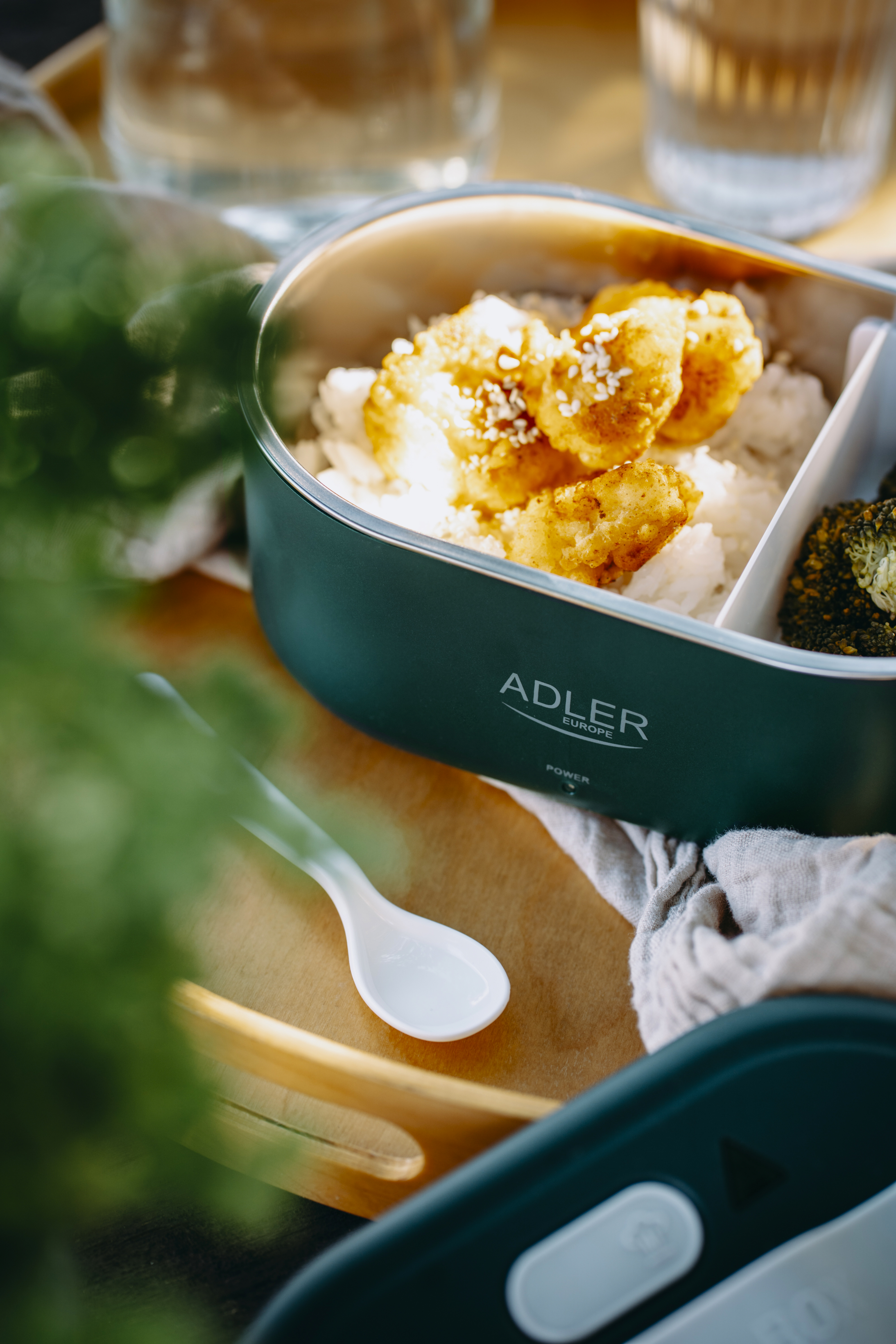 Adler | Electric lunch box with thermal bag | AD 4522 | 0.8 L | Plastic/Stainless steel | Green | Lid included