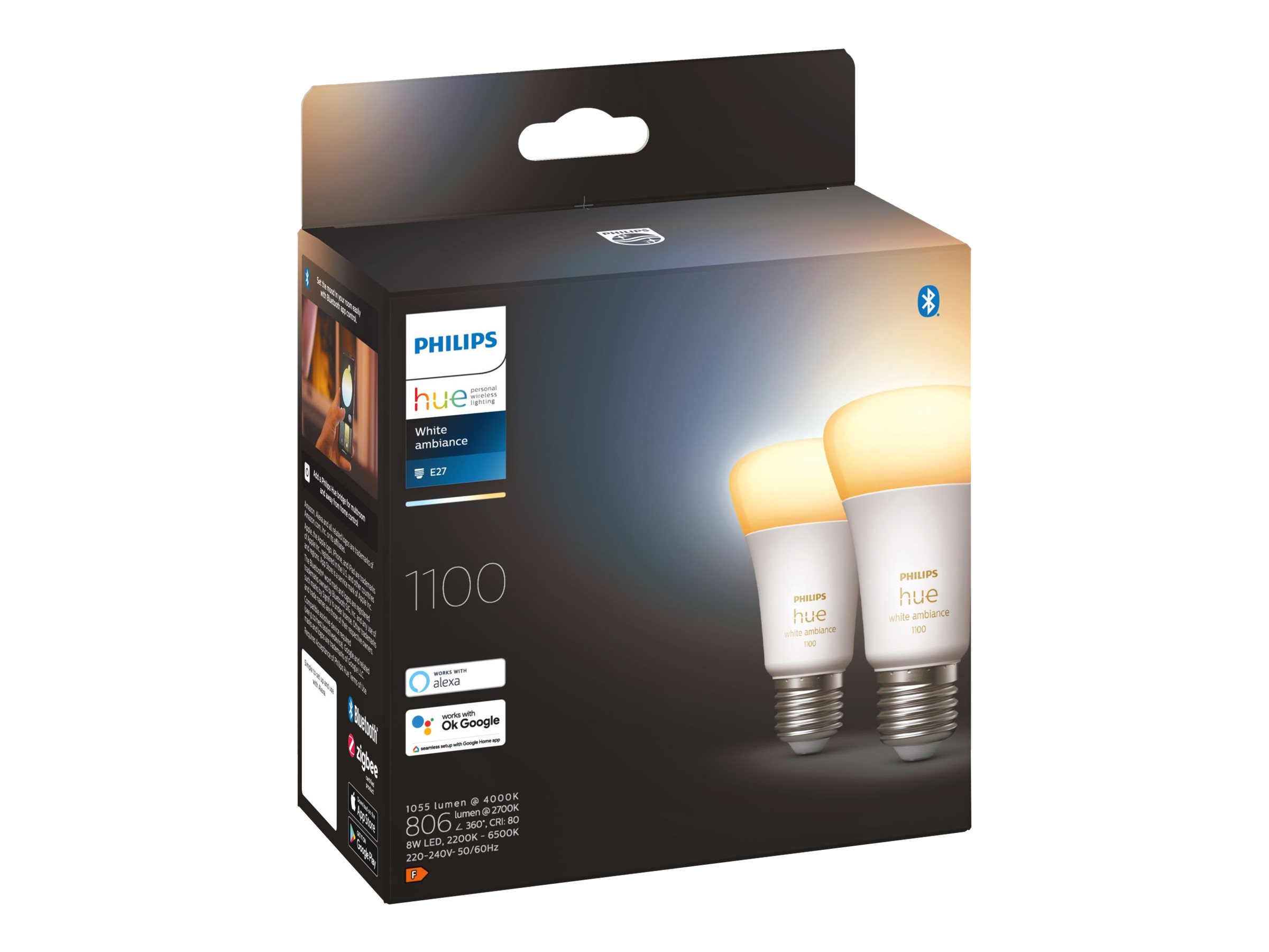 WA 11W A60 E27 2pcs pack | E27 | 11 W | Warm to cool white 2200K-6500K | Bluetooth and Zigbee