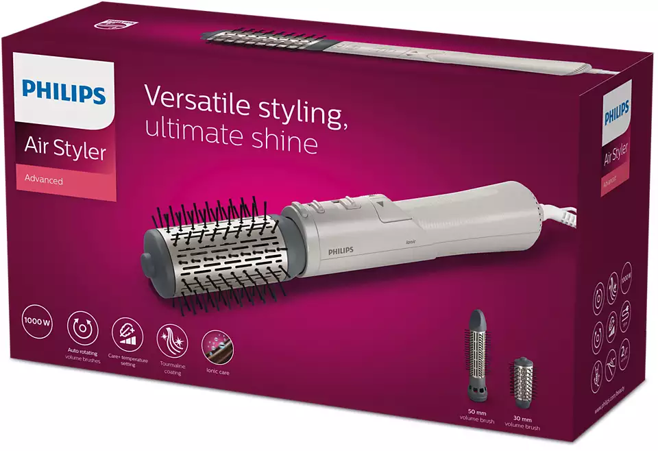 Philips | Hair Curler | BHA710/00 7000 Series | Warranty 24 month(s) | Ion conditioning | Number of heating levels 3 | 1000 W | Metallic White