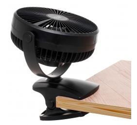 Adler Rechargeable Clip-on Desk Fan | AD 7342 | Table Fan | Black | Diameter 15.5 cm | Number of speeds 3 | Oscillation | 5 W