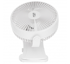Adler Rechargeable Clip-on Desk Fan | AD 7342 | Table Fan | White | Diameter 15.5 cm | Number of speeds 3 | Oscillation | 5 W