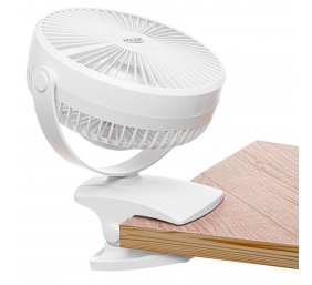 Adler Rechargeable Clip-on Desk Fan | AD 7342 | Table Fan | White | Diameter 15.5 cm | Number of speeds 3 | Oscillation | 5 W