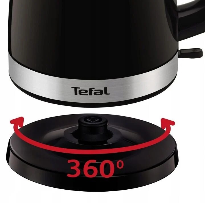 TEFAL Kettle | KO150F30 Delfini Vision | Electric | 2400 W | 1.5 L | Plastic | 360° rotational base | Black/Stainless steel