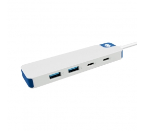 Hyper HyperDrive Flex 4 Port USB-C Combo Hub, White/Blue | HD5200BUGL
