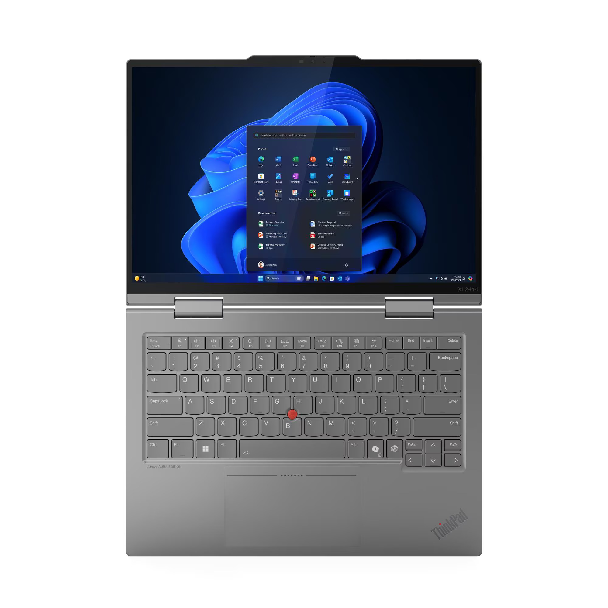 Lenovo | ThinkPad X1 2-in-1 G10 Aura Edition | Grey | 14 " | IPS | Touchscreen | WUXGA | 1920 x 1200 pixels | Anti-glare | Intel Core Ultra 7 | 258V | 32 GB | Soldered LPDDR5x | Solid-state drive capacity 1000 GB | Intel Arc Graphics 140V | Windows 11 Pro