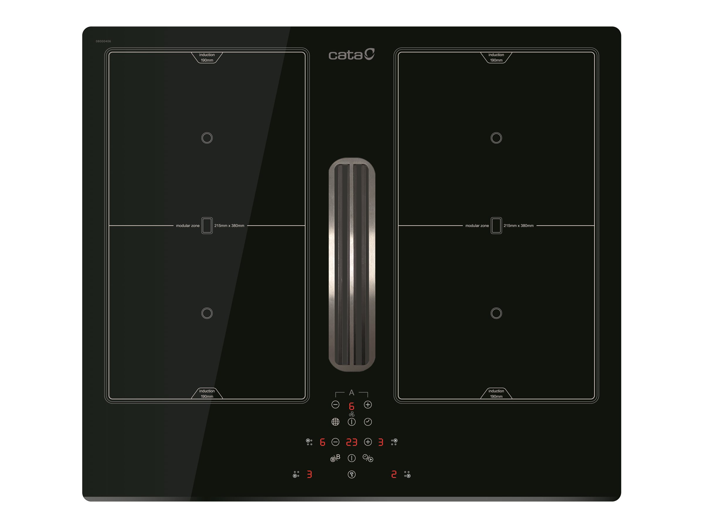 CATA | AS 600 | Induction hob with built-in hood | 59 cm | Number of burners/cooking zones 4 | Black | Touch
