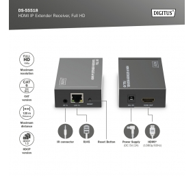 Digitus | HDMI IP Extender Receiver, Full HD | DS-55518