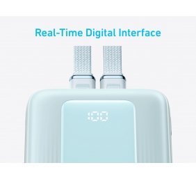 Anker Power Bank with Built-In USB-C and + Lighting Cable | A1680031 | 10000 mAh | 30W Output | Blue
