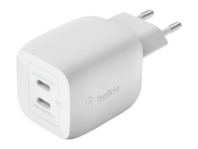 Belkin Dual USB-C GaN Wall Charger with PPS 45W | WCH011vfWH