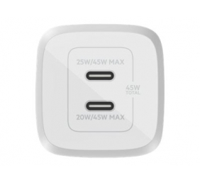 Belkin Dual USB-C GaN Wall Charger with PPS 45W | WCH011vfWH