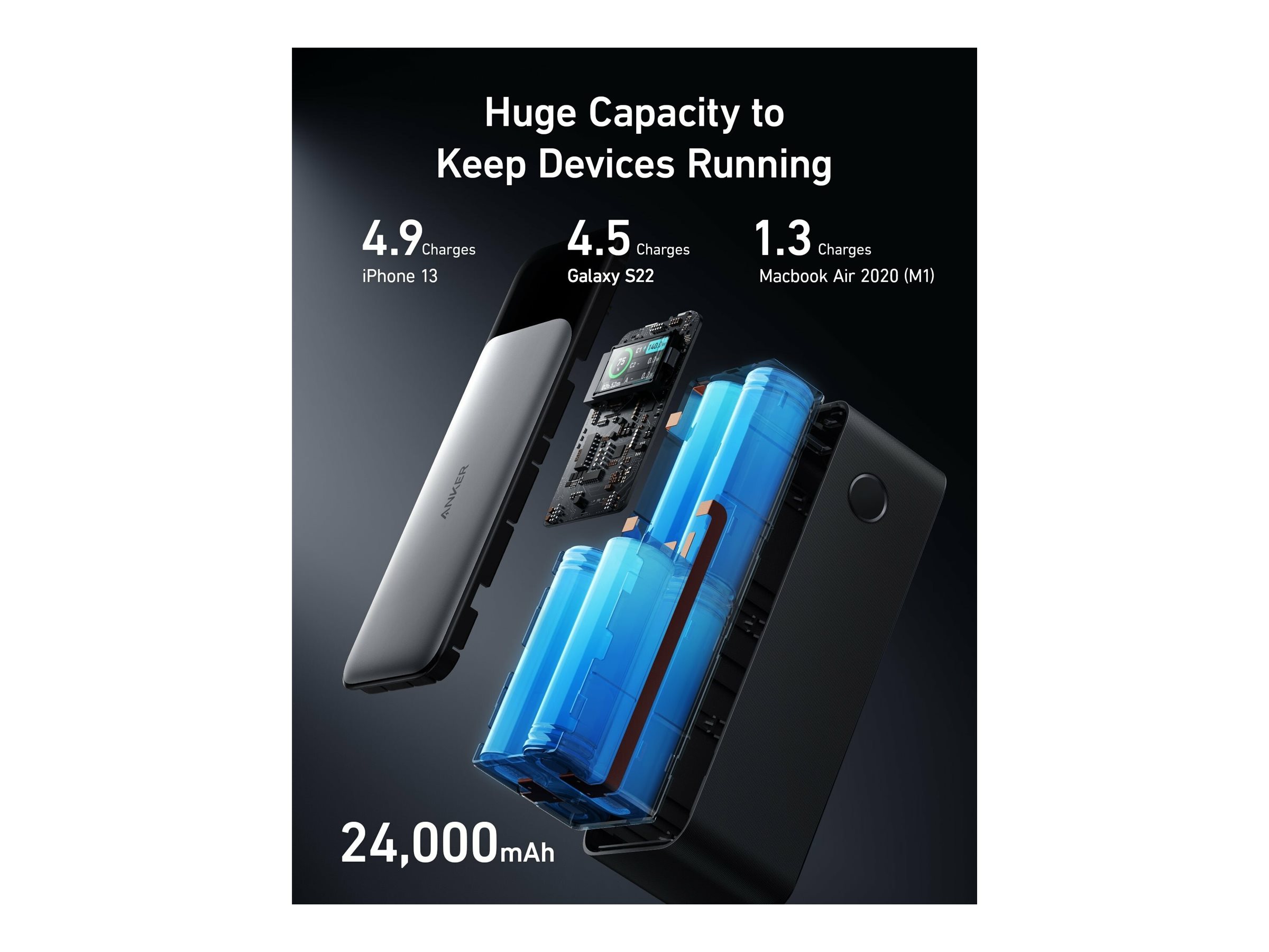 Anker 737 Power Bank Gen 2 B2C - UN Black Iteration 1 | A1289011 | 24000 mAh | Black
