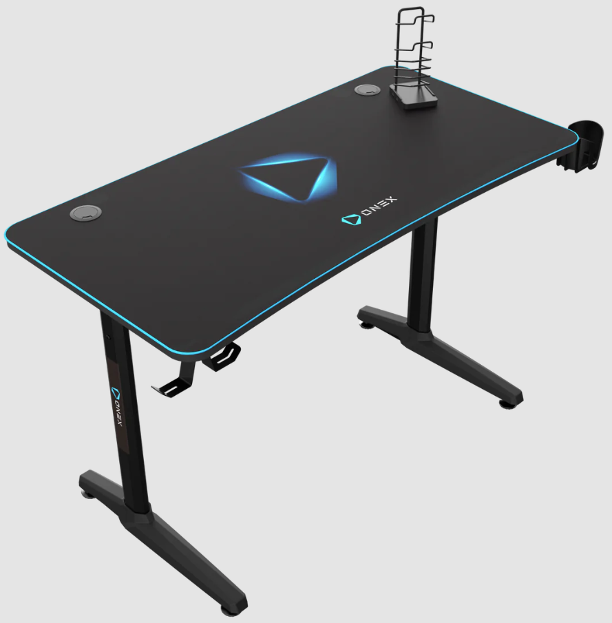 Onex | Gaming Desk w/Cup holder, headset hook, Gamepad holder, Full coverage mouse pad | GD1200H | Black