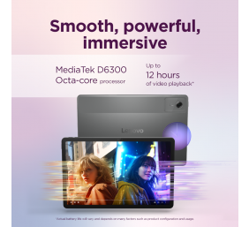 Lenovo Idea Tab 5G LTE (w/o power adapter) | ZAFM0112SE | 11 " | Luna Grey | IPS | 2560 x 1600 pixels | MediaTek | Dimensity 6300 | 8 GB | Soldered LPDDR4x | 128 GB | 5G | Wi-Fi | Front camera | 5 MP | Rear camera | 8 MP | Bluetooth | 5.2 | Android | 15 (