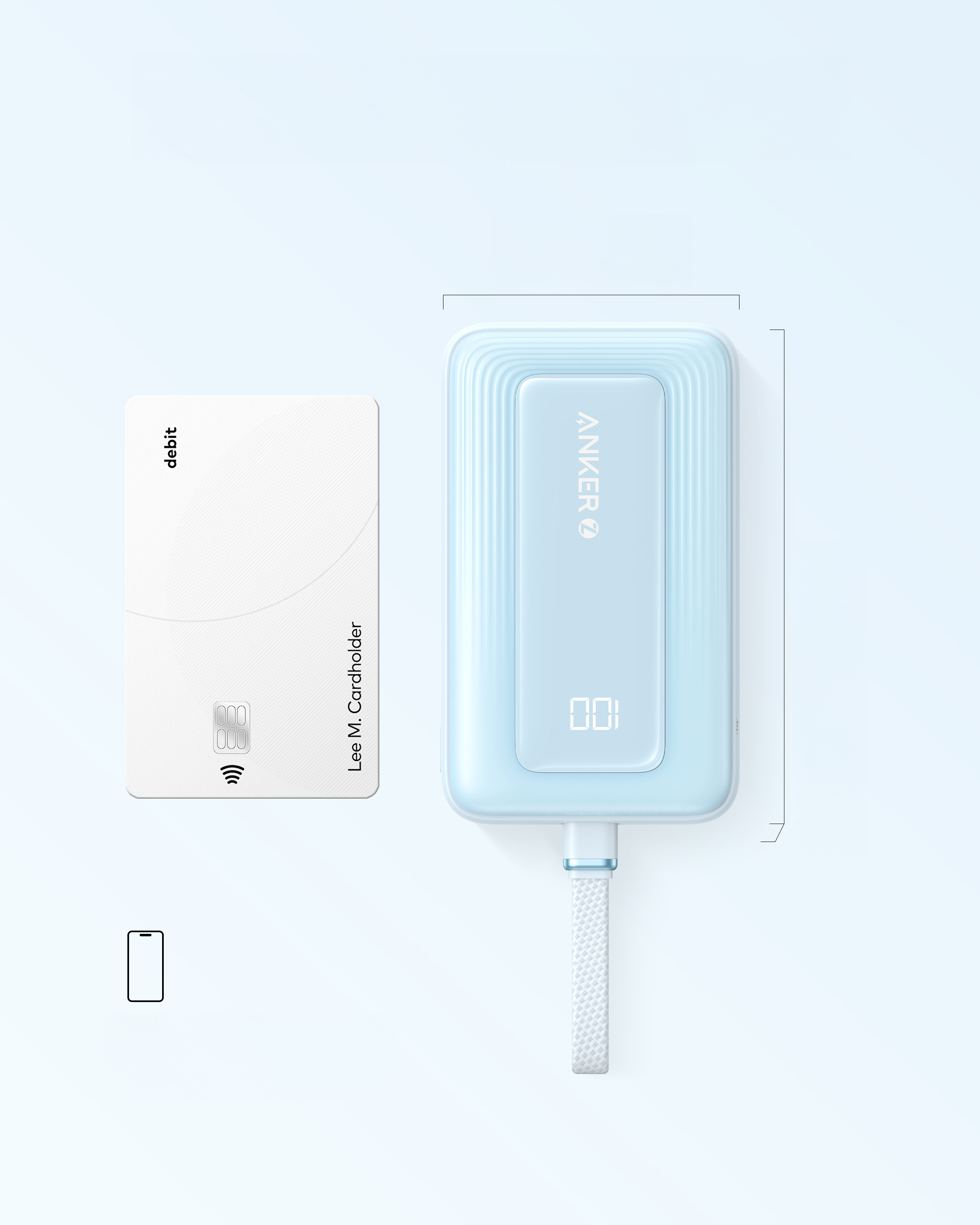 Anker | Power Bank with Built-In USB-C Cable | A1688031 | 10000 mAh | 30W Output | Blue