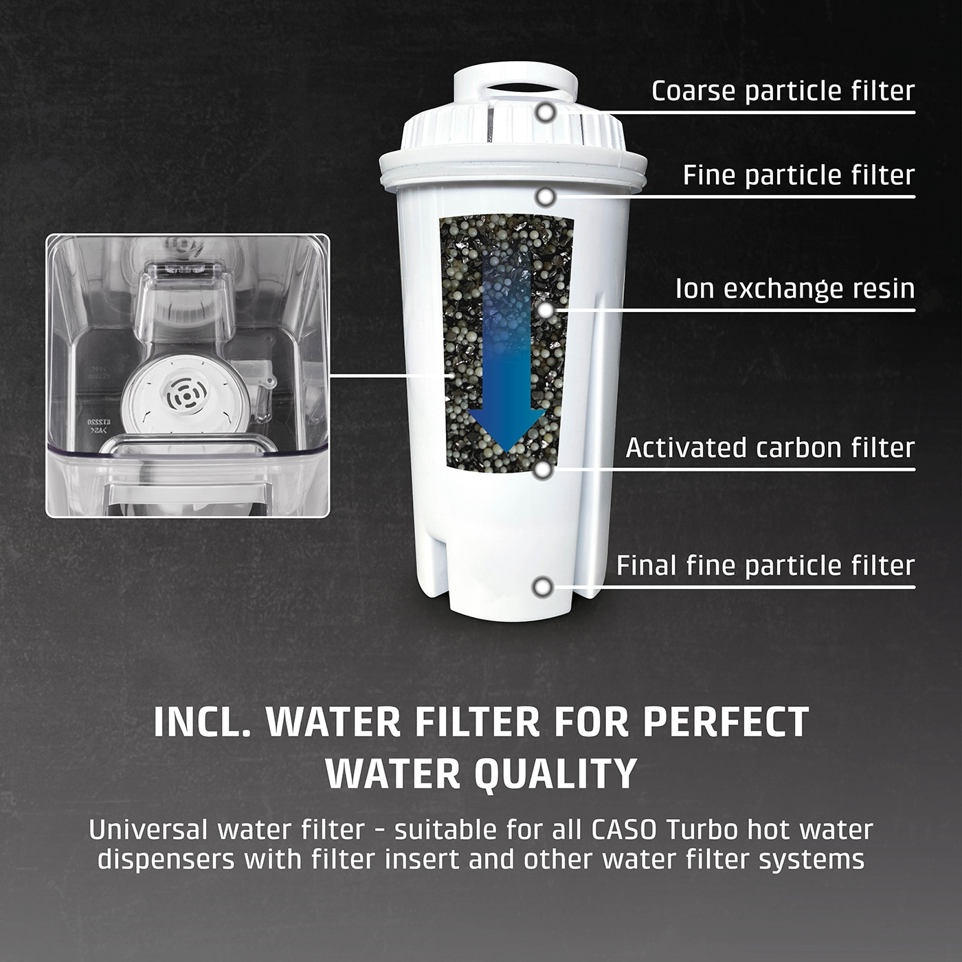 Caso Turbo hot water dispenser | HW 620 | Water Dispenser | 2600 W | 2.5 L | Plastic/Stainless Steel | Black/Stainless Steel