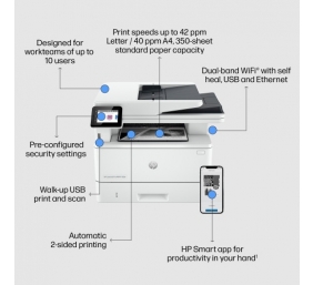 HP LaserJet Pro 4102fdw Spausdintuvas lazerinis B/W MFP A4 40 ppm LAN Wi-Fi USB Bluetooth (SPEC)