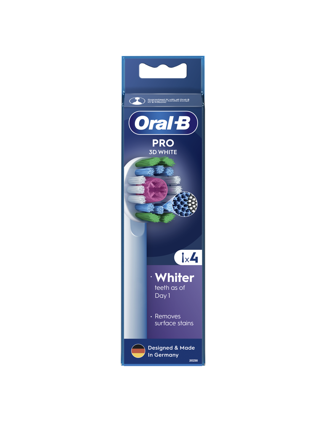 Oral-B | Replaceable toothbrush heads | EB18-4 3D White Pro | Heads | For adults | Number of brush heads included 4 | White