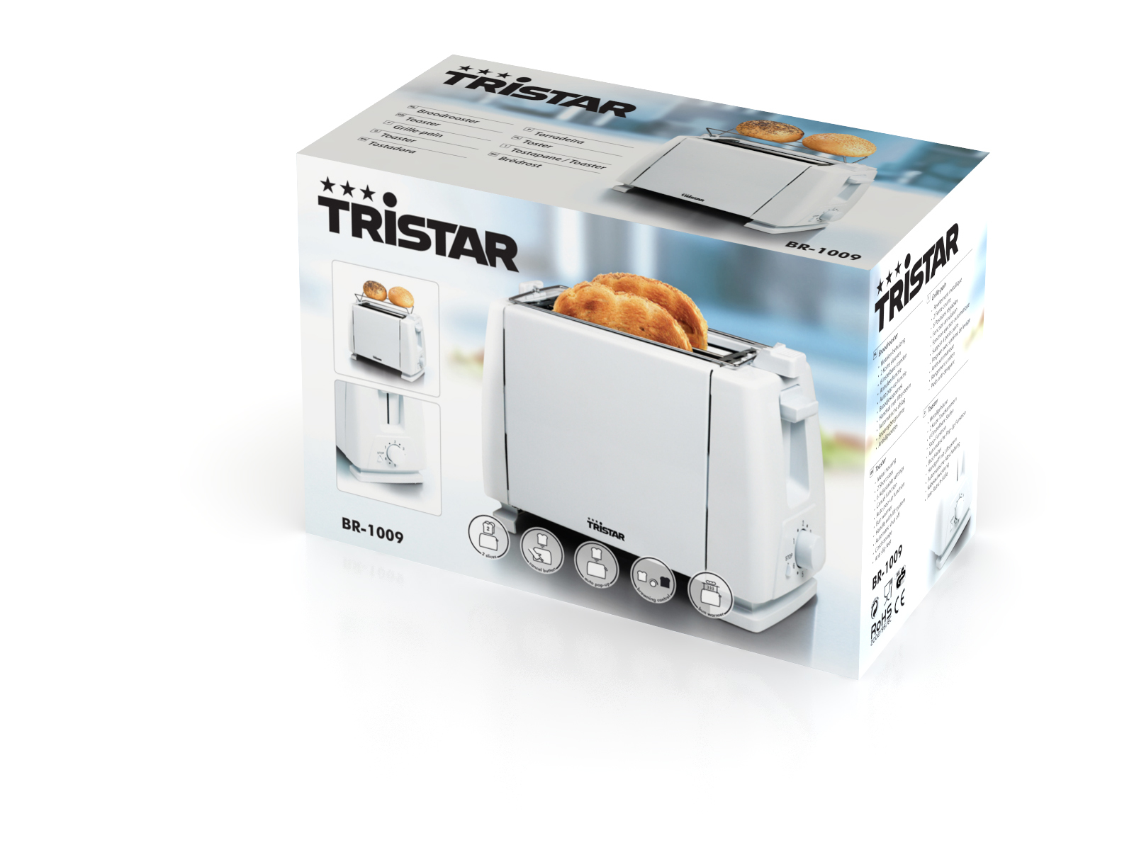 Toaster | Tristar | BR-1009 | Number of slots 2 | 750 W | White