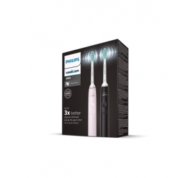 Philips Sonicare 3100 Series HX3675/15 2-pack Elektrinis dantų šepetėlis, Black, Sugar Rose