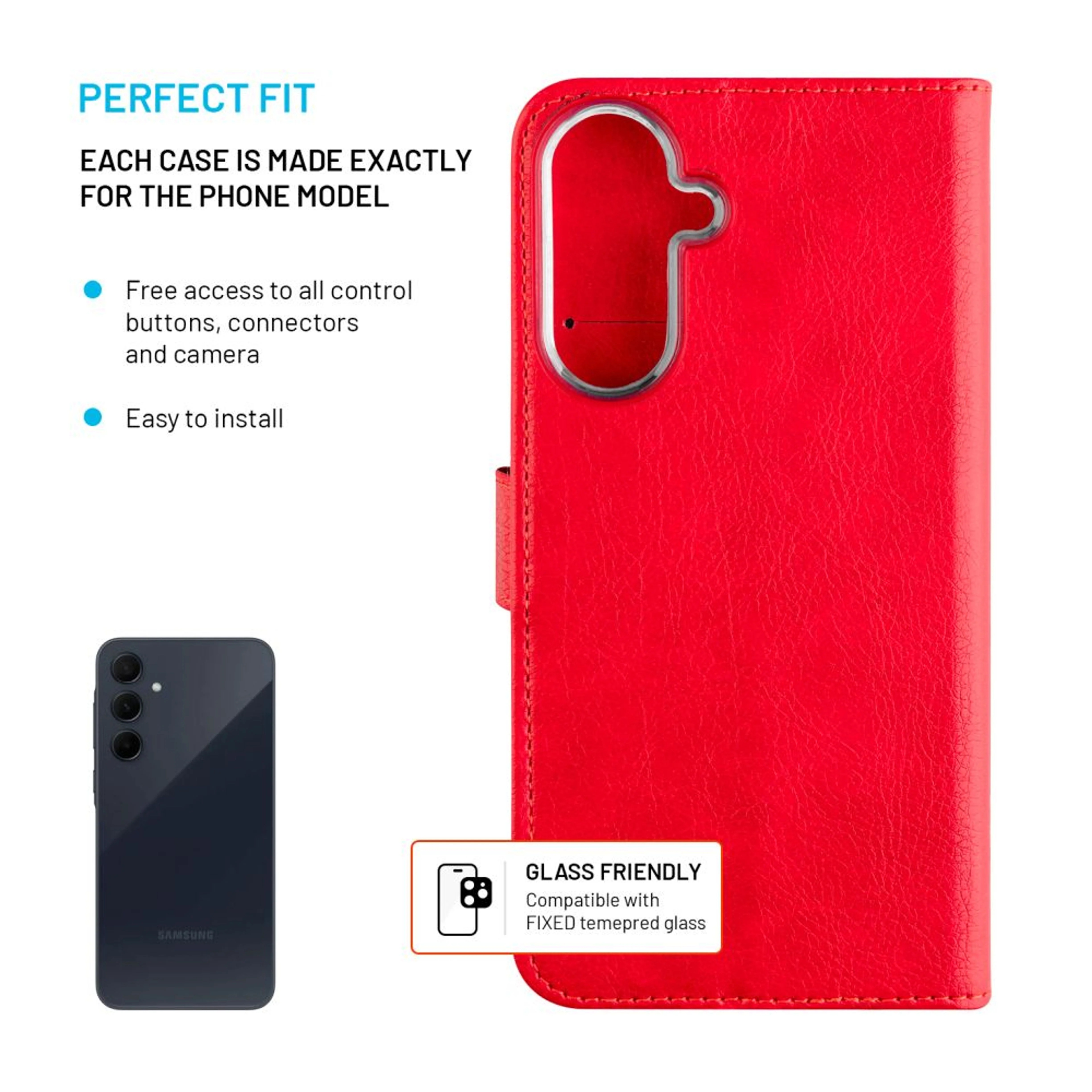 Fixed Opus | Book Case | Samsung | Galaxy A36 5G/A56 5G | Leather | Red