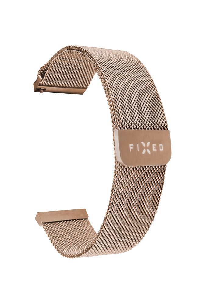 Fixed | Mesh Strap with Quick Release, 18mm, Stainless Steel Mesh Strap for Smartwatch | Gold