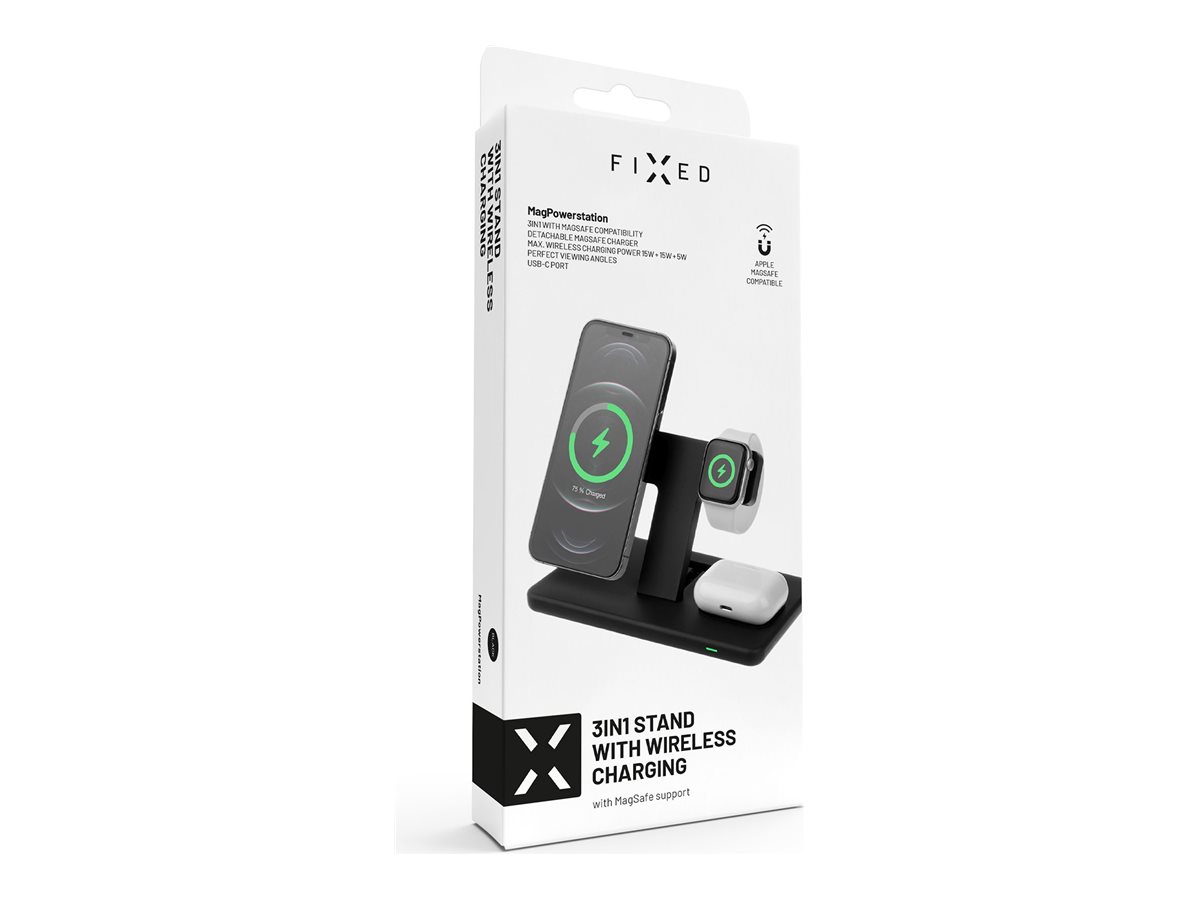 Fixed | MagPowerstation 3-in-1 wireless charging stand with MagSafe mount support | FIXMPOS-BK