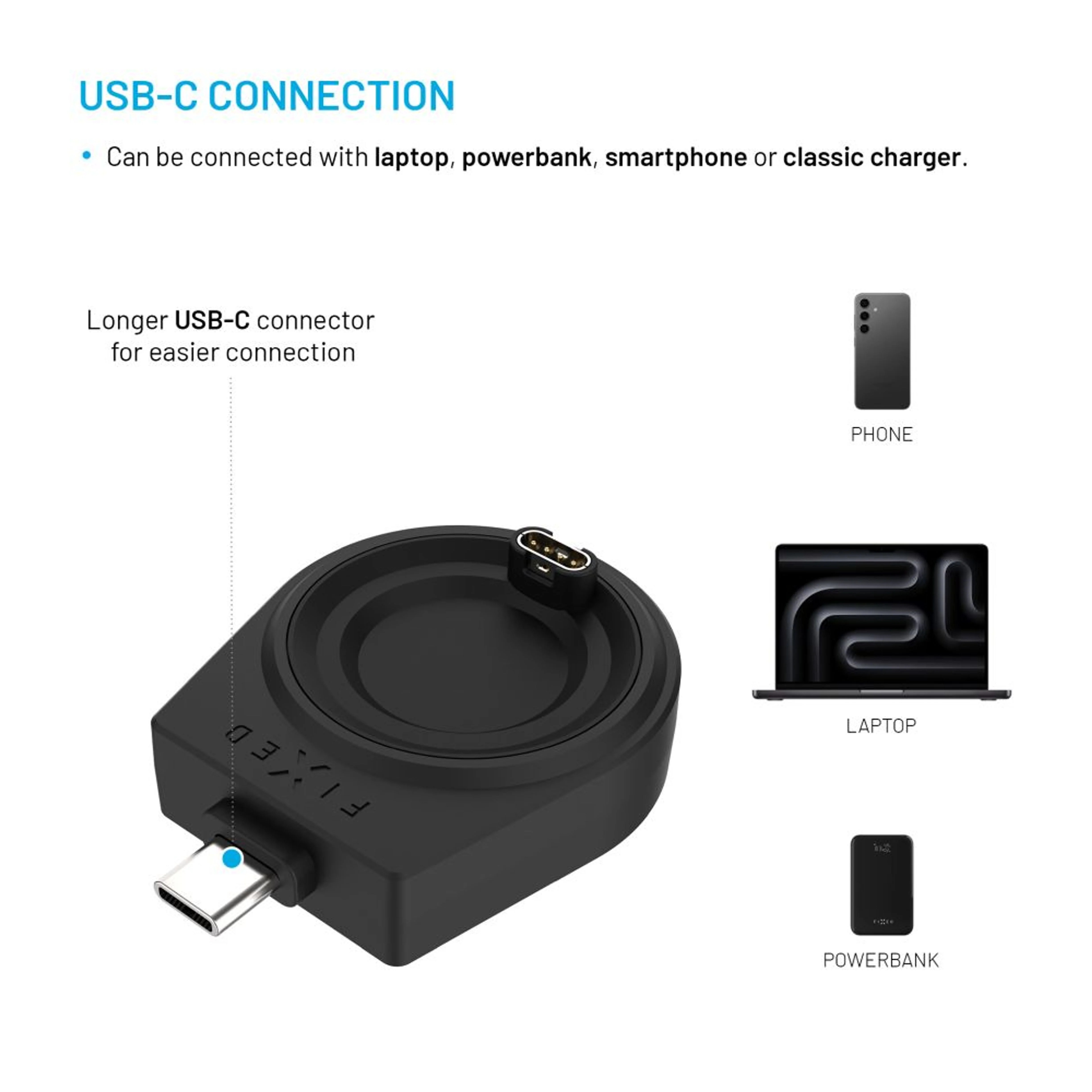 Fixed | Charging USB-C adapter FIXED for smartwatch Garmin Fenix ​​5/6/7/7X/8, Epix, Venu 2/3/3S, Vívoactive 3/4/5