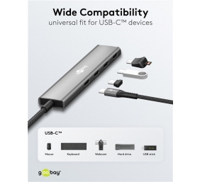 Goobay Slim 4-Port USB Hub, USB-C to USB-C, 5 Gbit/s