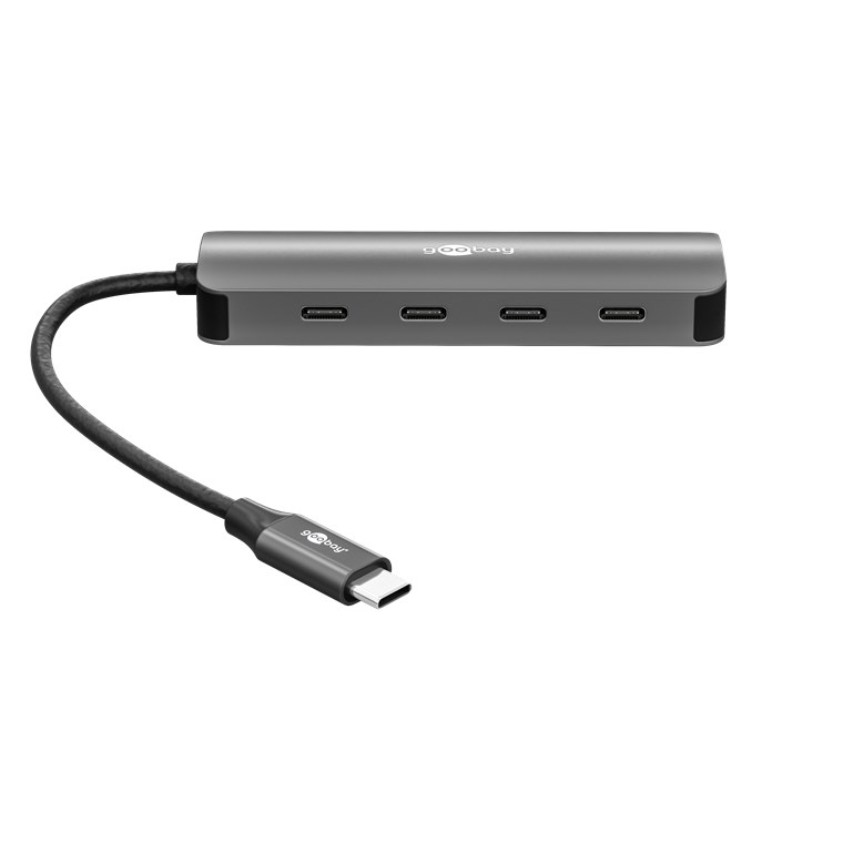 Goobay Slim 4-Port USB-Hub, USB-C auf USB-C, 10 Gbit/s, Grey | 76565