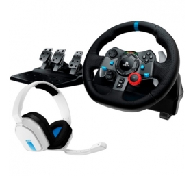 Logitech G29 Driving Force Žaidimų vairas ir pedalai + Ausinės Astro A10, for PC, PS5, PS4, Juoda
