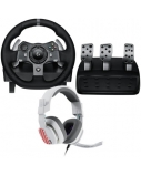 Logitech G920 Driving Force Žaidimų vairas ir pedalai +Astro A10, for Xbox PC\One\ Series X/S, Juoda