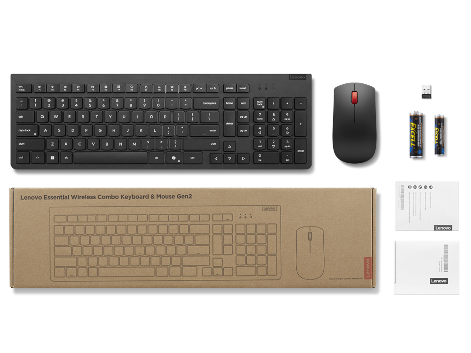 Lenovo Essential Wireless Combo Keyboard & Mouse Gen2 | Keyboard and Mouse Set | Wireless | Mouse included | Lithuanian | Black