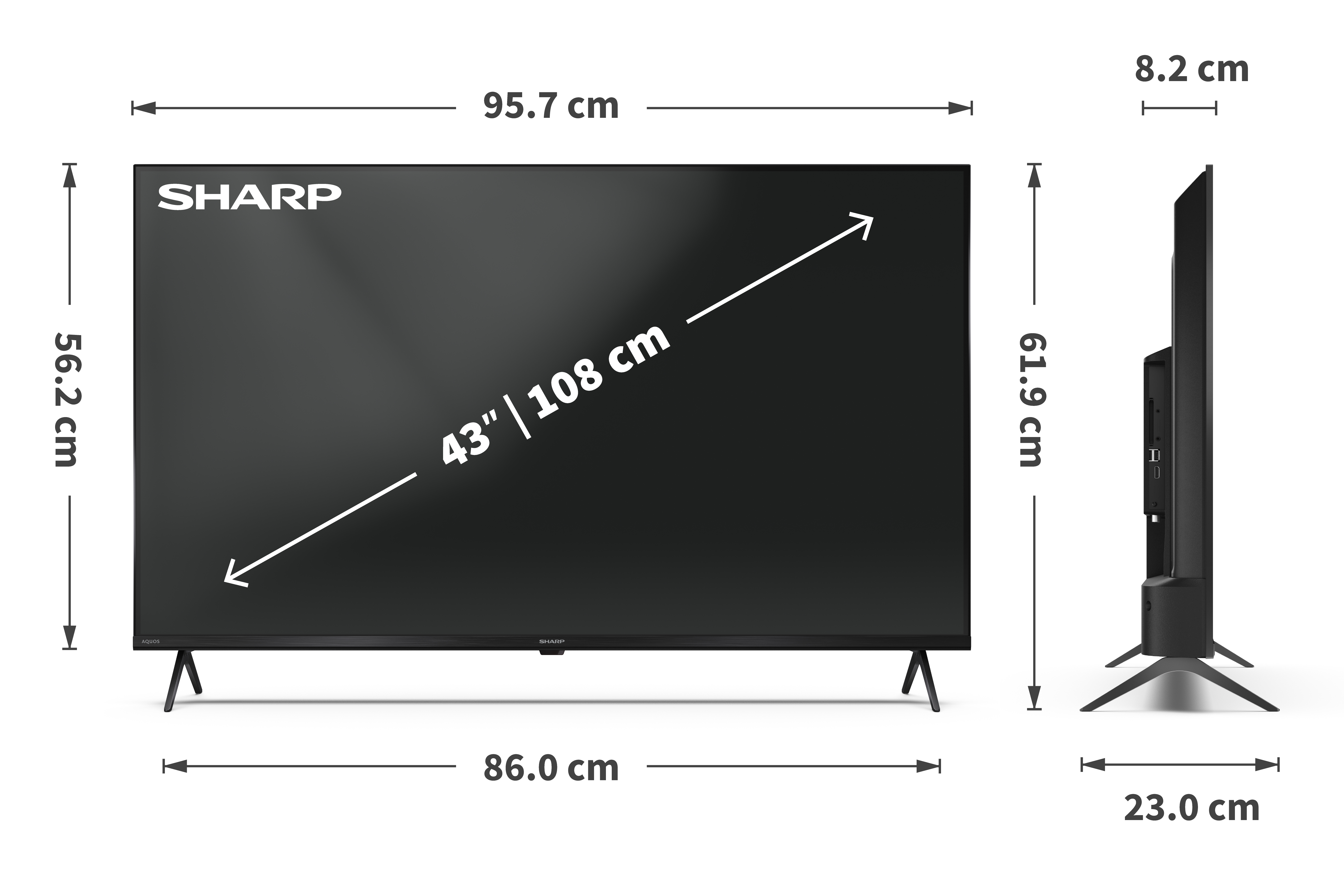 Sharp | 43HP5265E | 43 | Smart TV | Google TV | HD | Black