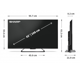 Sharp | 43HR7265E | 43 | Smart TV | Google TV | Black