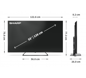 Sharp | 55HP6265E | 55 | Smart TV | Google TV | UHD | Black