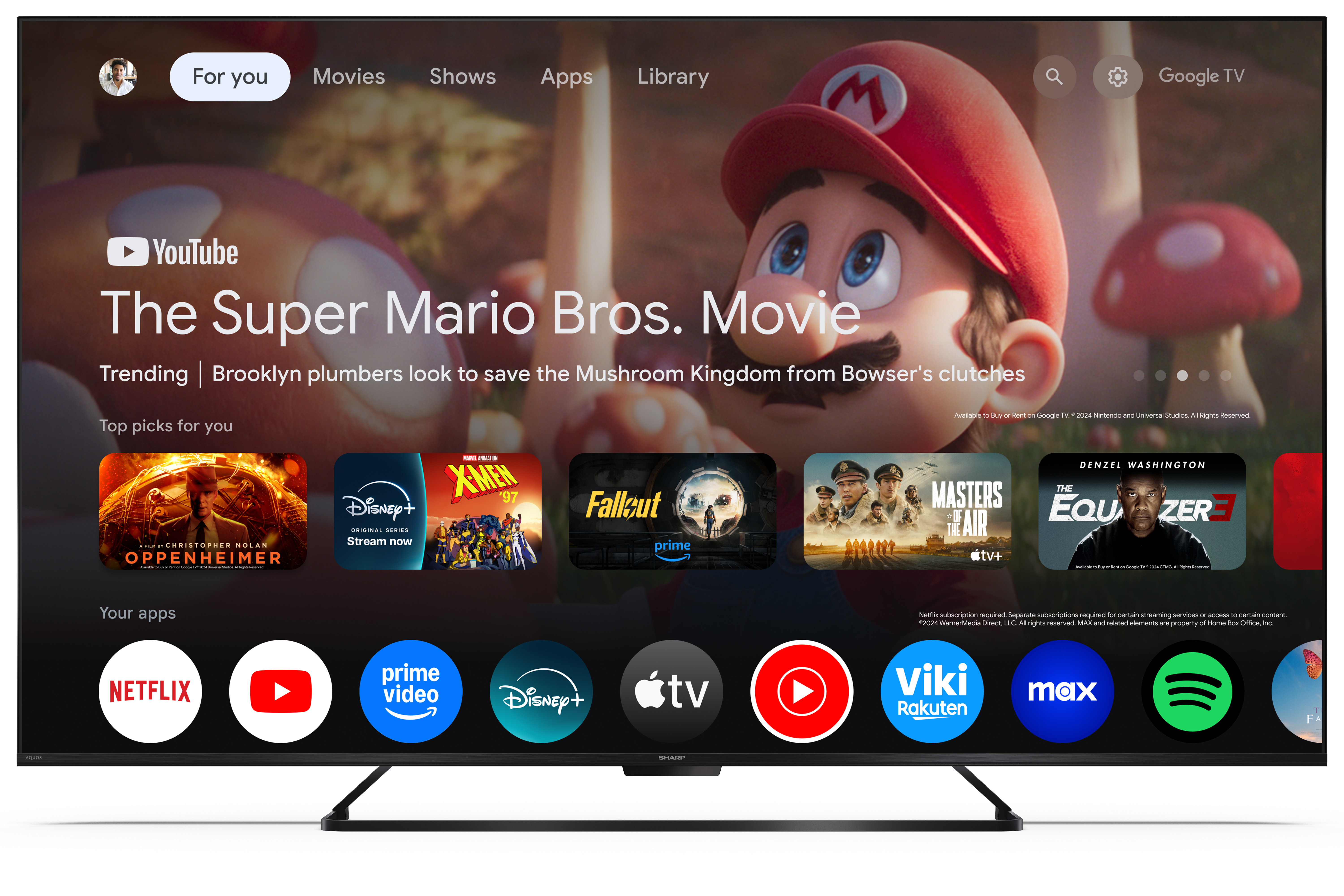 Sharp | 65HR7265E | 65 | Smart TV | Google TV | Black