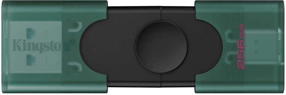 Kingston USB Flash Drive | DataTraveler Duo | 256 GB | USB Type-A and USB Type-C | Black/Green