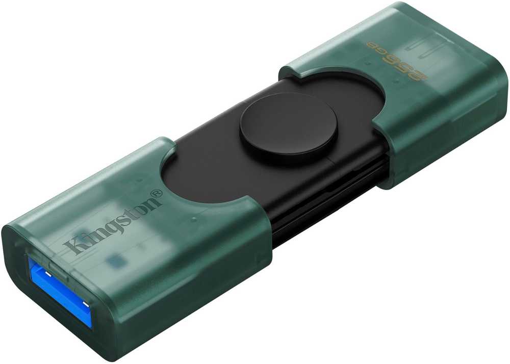 Kingston USB Flash Drive | DataTraveler Duo | 256 GB | USB Type-A and USB Type-C | Black/Green
