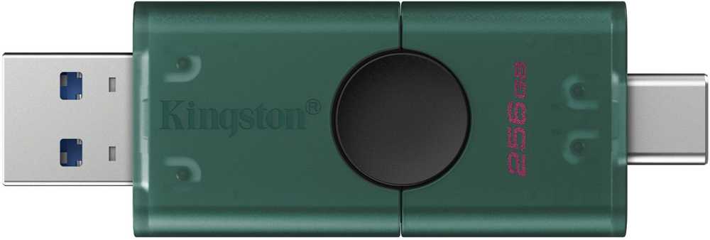 Kingston USB Flash Drive | DataTraveler Duo | 256 GB | USB Type-A and USB Type-C | Black/Green