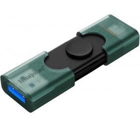 Kingston USB Flash Drive | DataTraveler Duo | 256 GB | USB Type-A and USB Type-C | Black/Green