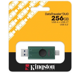 Kingston USB Flash Drive | DataTraveler Duo | 256 GB | USB Type-A and USB Type-C | Black/Green