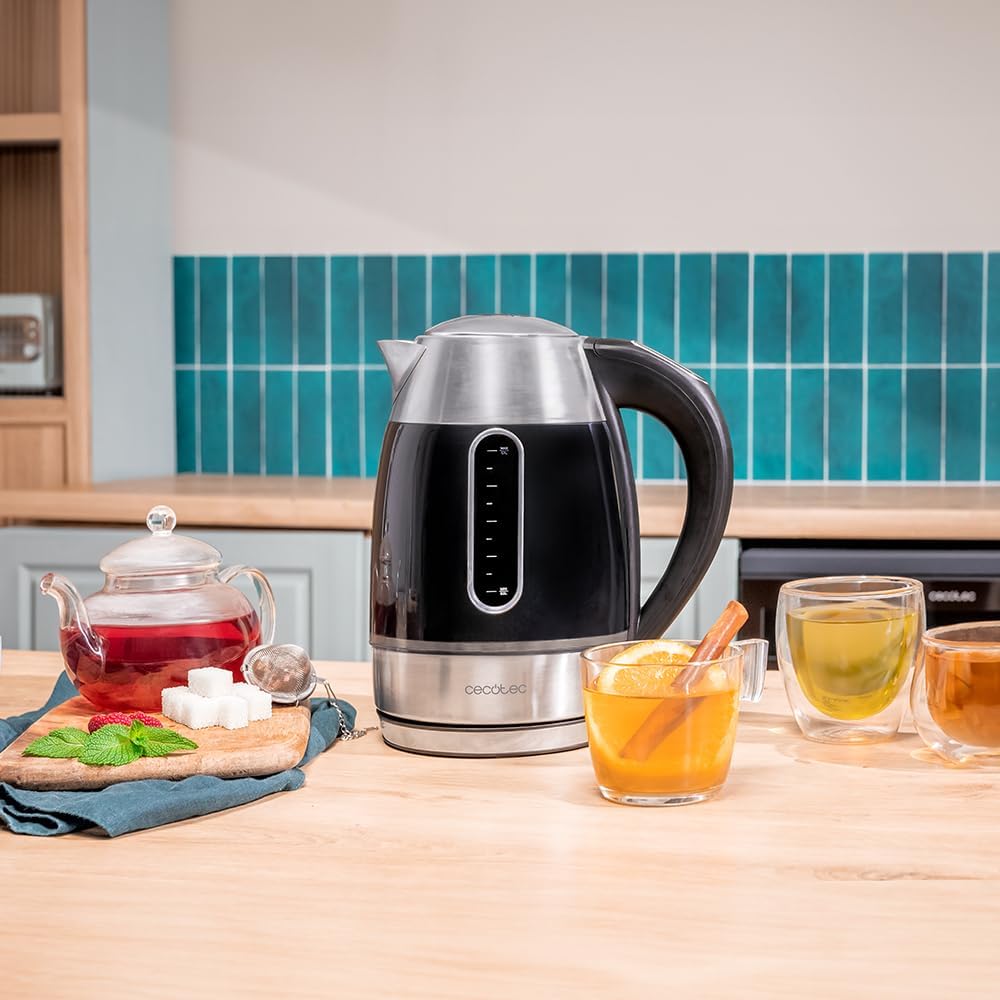 Cecotec Kettle | Thermosense 400 VisionLight | Electric | 2200 W | 1.7 L | Stainless steel | 360° rotational base | Black/Stainless steel